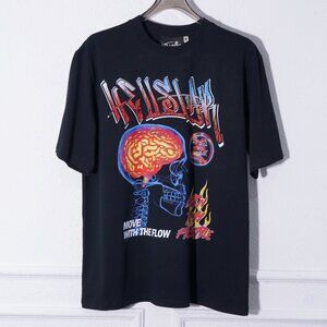 Hellstar Graphic Skull and Brain Print Black T-Shirt